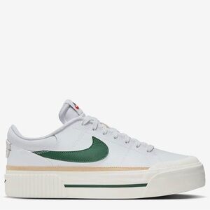 Nike White and Green Low-Top Sneakers